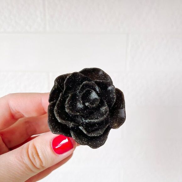Elegant Rose Napkin Rings – Glitter Black Handmade - Wedding Party Event Planner - Picture 4 of 13